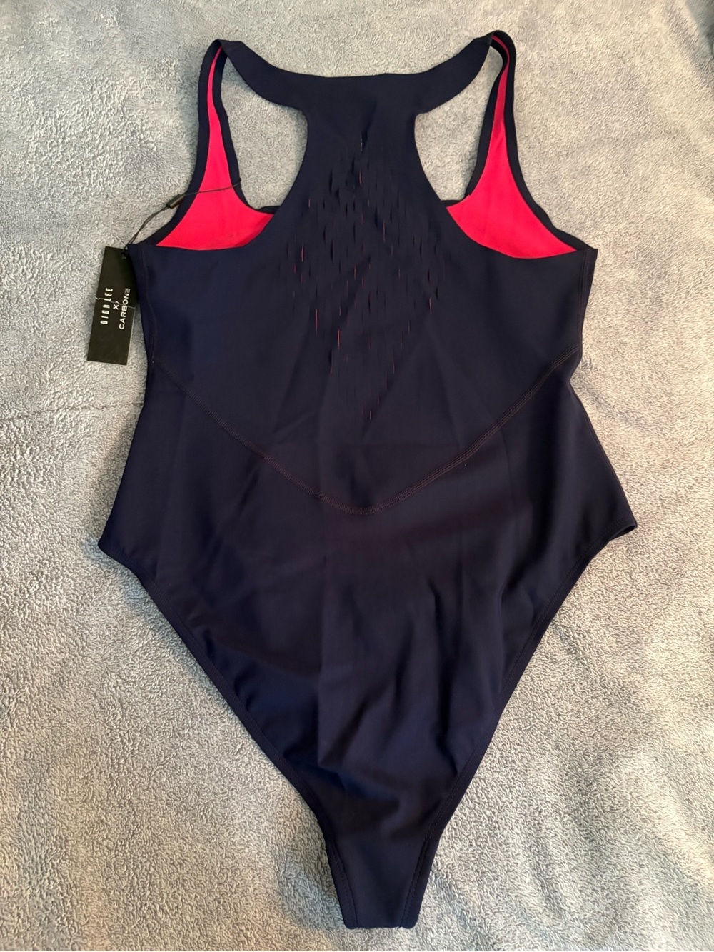 NWT Dion Lee X Carbon38 One Piece Swimsuit/Bodysuit Medium Navy Blue Pink - Picture 7 of 9